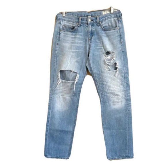 rag & bone Distressed Moto Boyfriend Jeans Women's Size 26 Light Convoy Wash - Picture 2 of 10